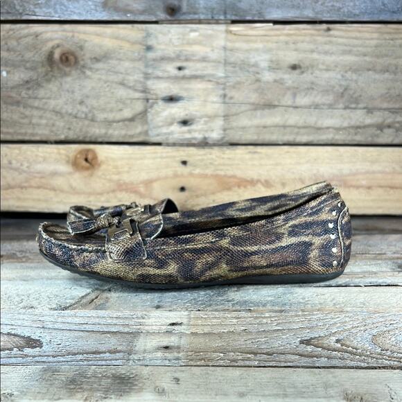 Stuart Weitzman Women's Python Loafers - Tan/Brown/Black - 8.5 - Picture 1 of 8
